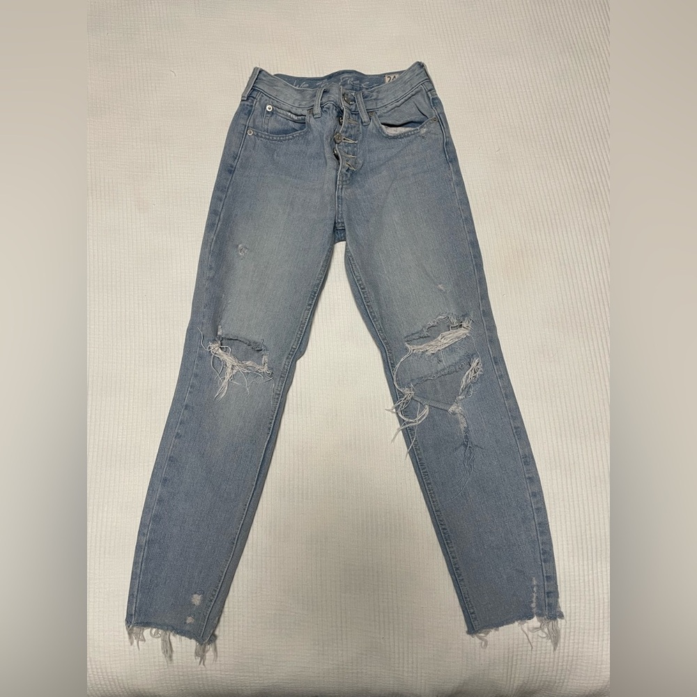 Free People Light Wash Ripped Jeans